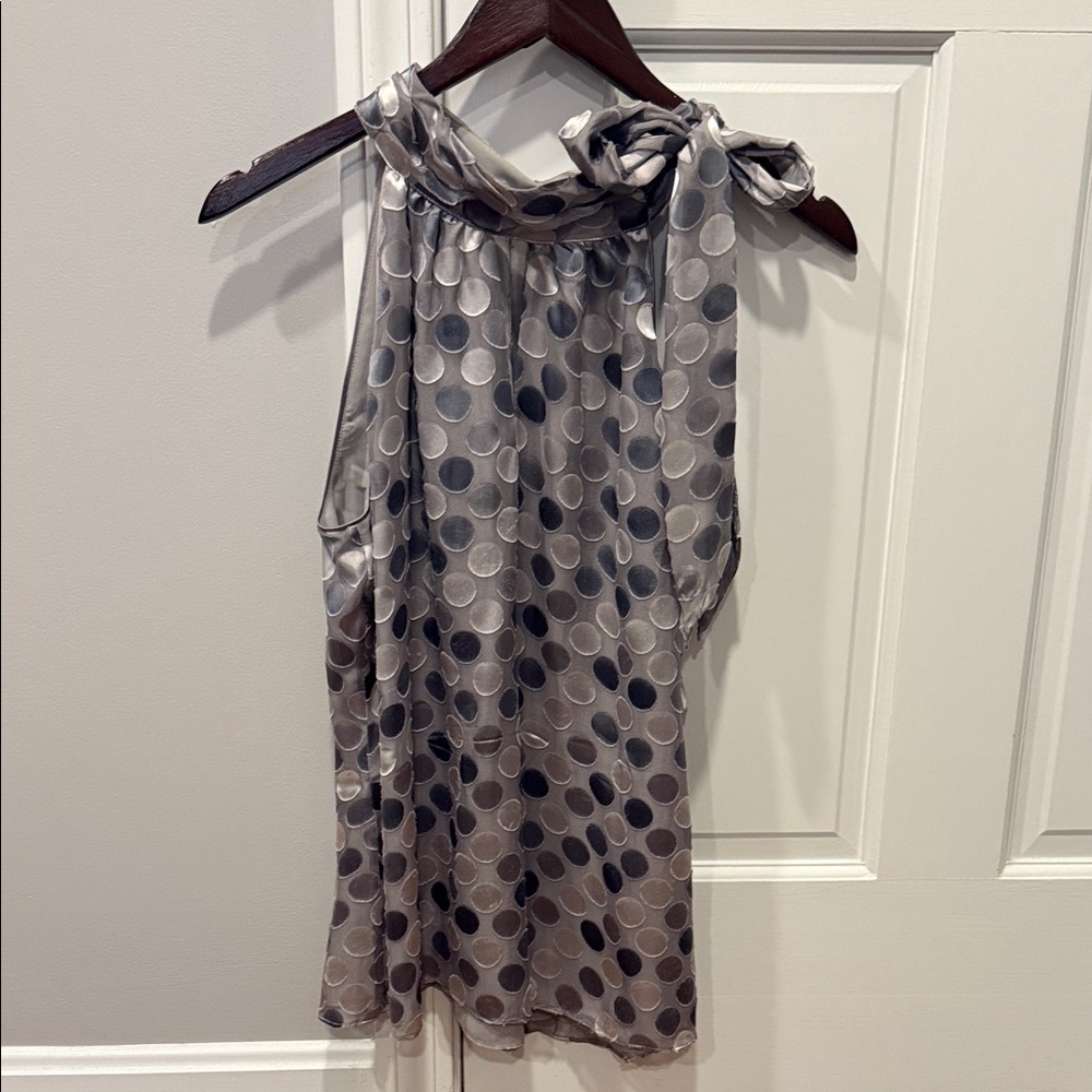 White House Black Market Gray and White Blouse